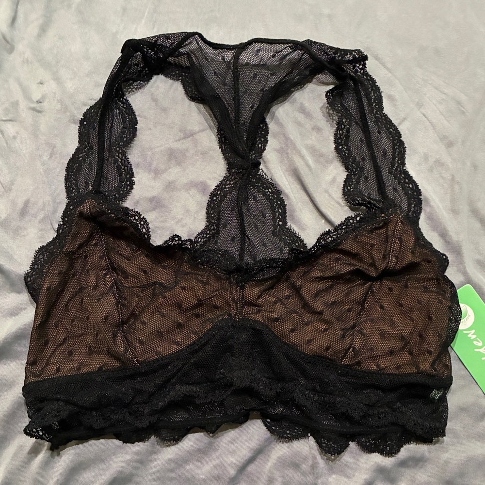 Honeydew Intimates Sheer Lace lined Bralette in Black, size small, retails $30